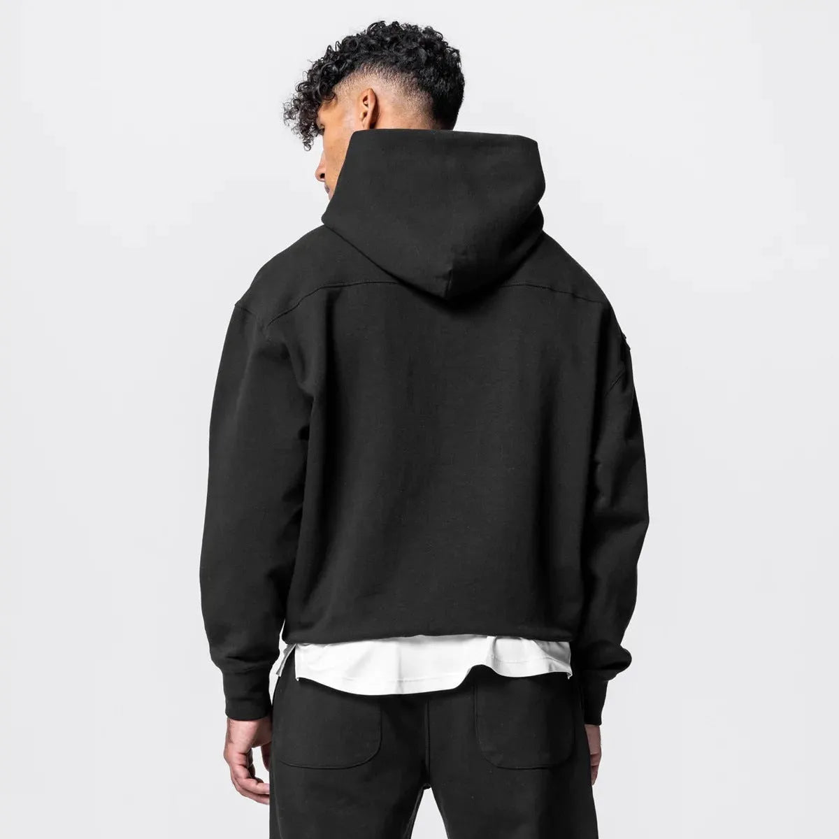 Loose American Style Exercise Workout Outfit Men's Trendy Casual Hooded Cotton Sweater Sweatpants Two-piece Set - Bellarte Enchanté Loose American Style Exercise Workout Outfit Men's Trendy Casual Hooded Cotton Sweater Sweatpants Two-piece Set